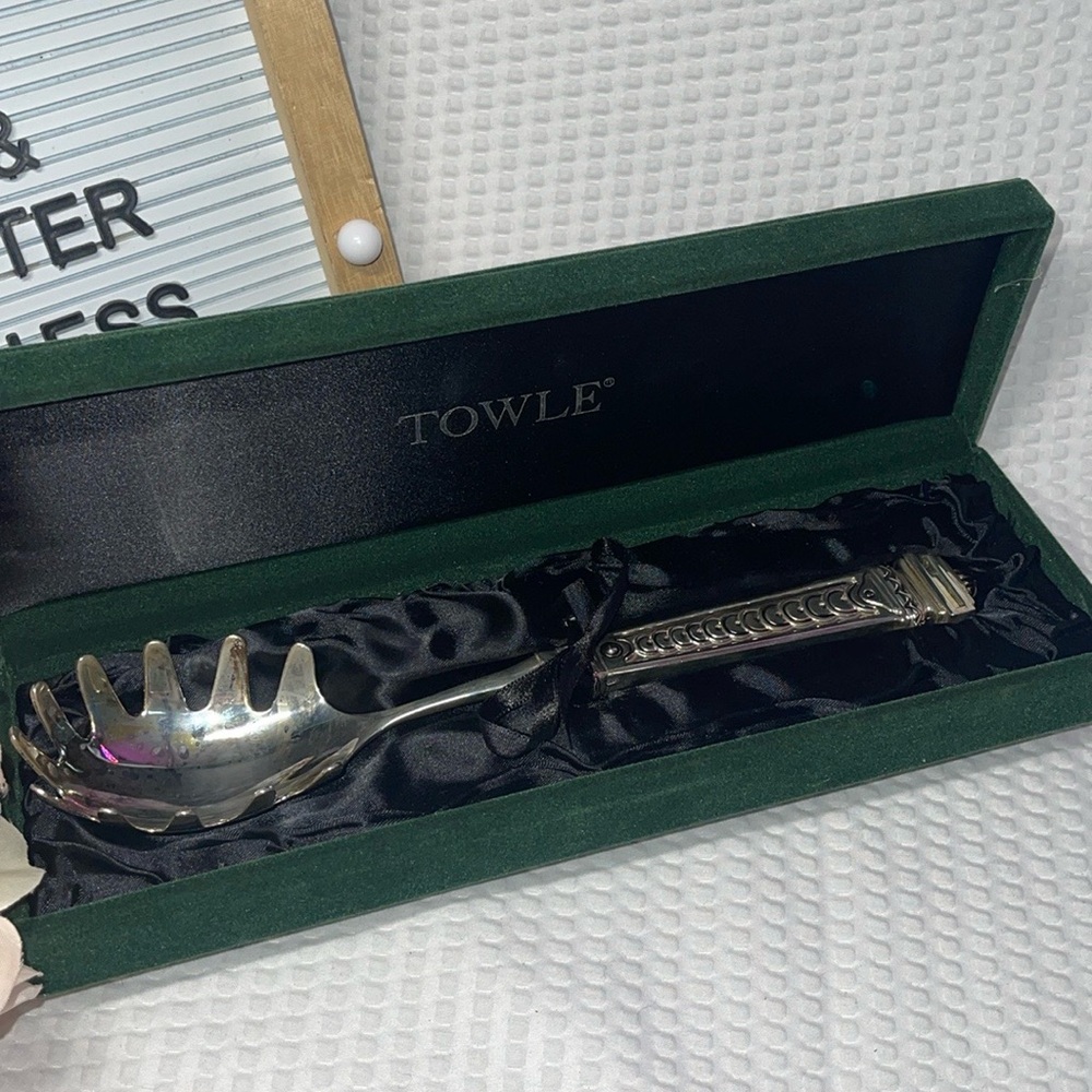 🍝 Godinger Silver Plate Ornate Pasta Server Spaghetti Spoon Scoop Vintage in Box